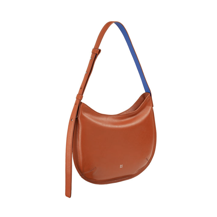 Stylish brown leather shoulder bag with adjustable strap