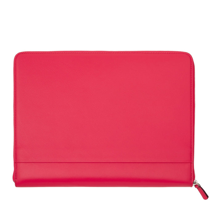 Red leather laptop sleeve with zipper closure