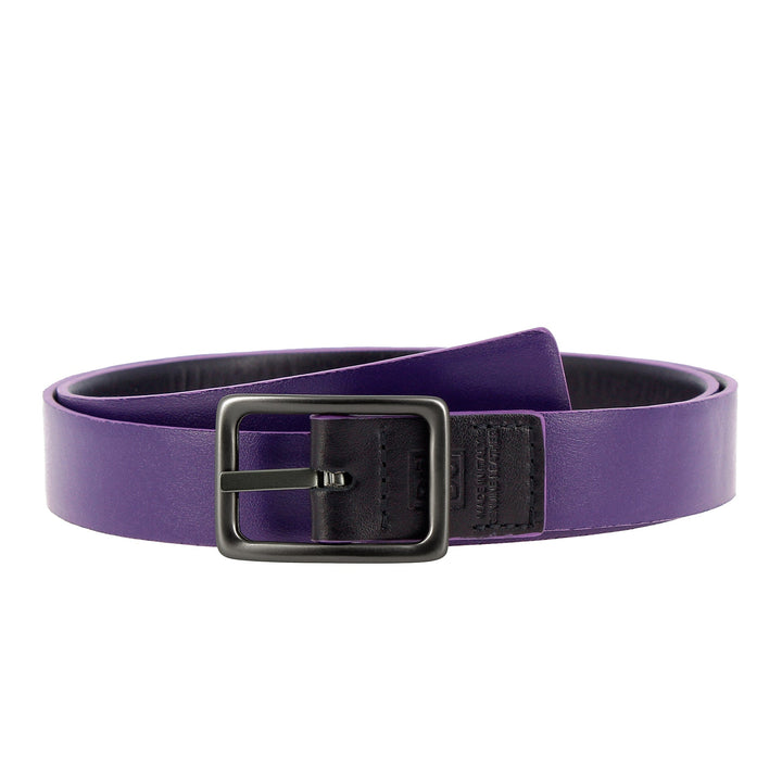 Purple leather belt with black buckle