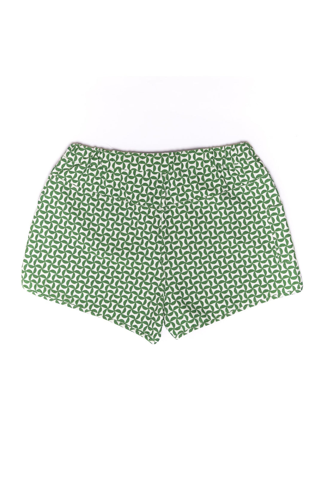 Green patterned men's boxer shorts on white background