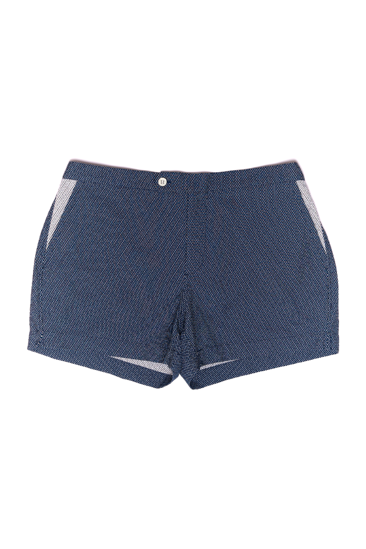 Blue polka dot women's shorts with front pockets