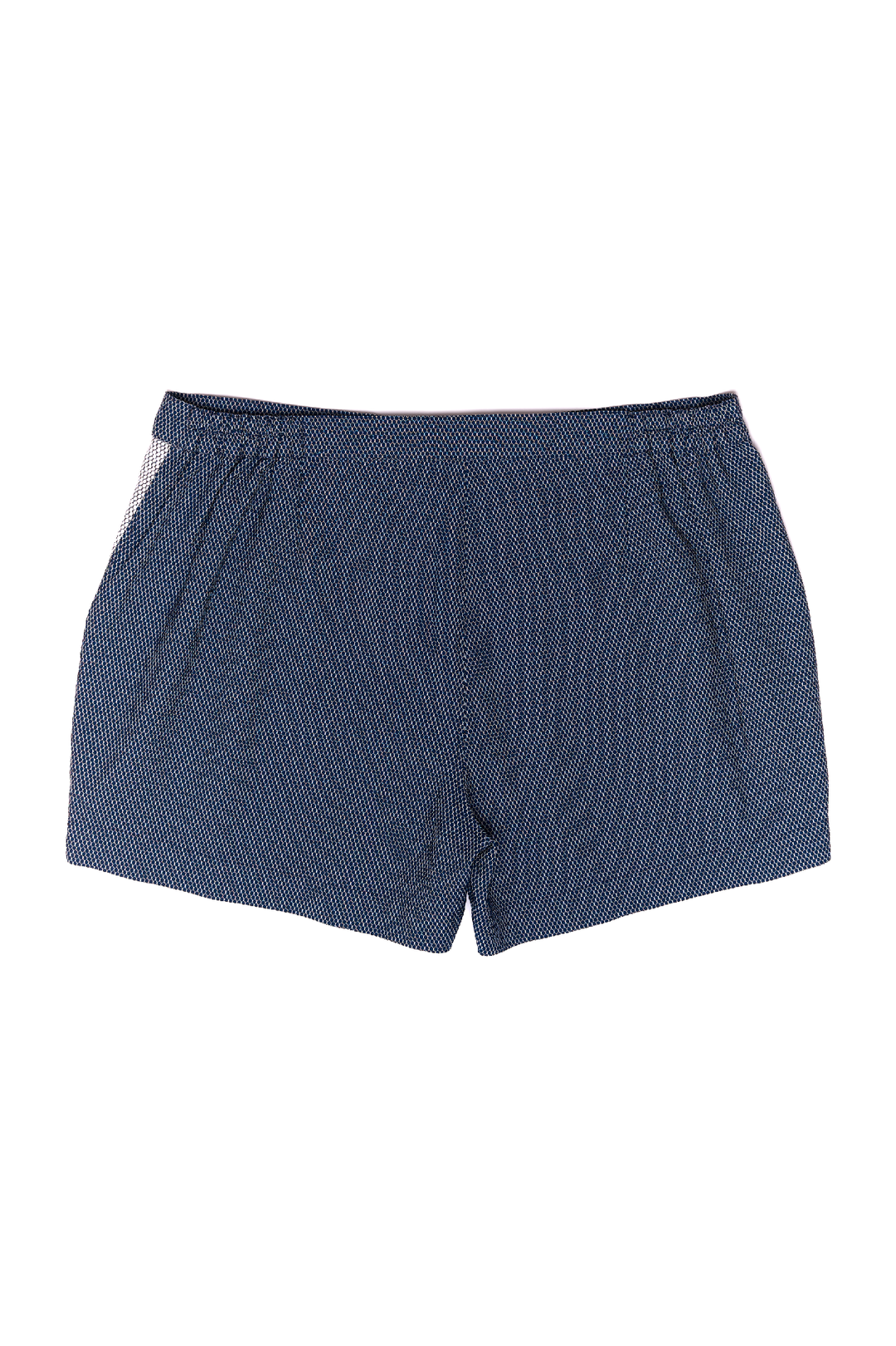 Blue patterned women's shorts with elastic waistband