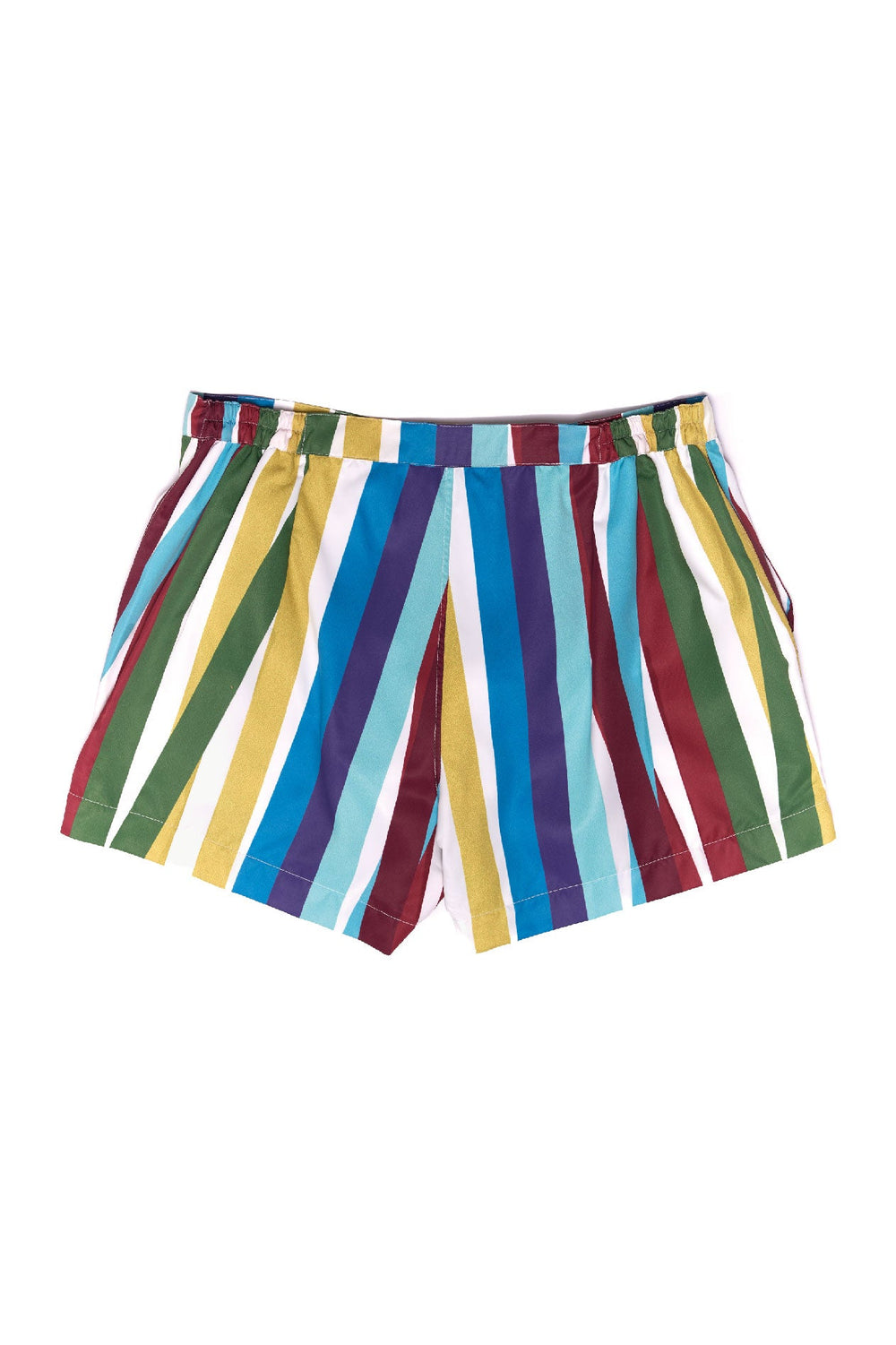Colorful striped shorts with elastic waistband