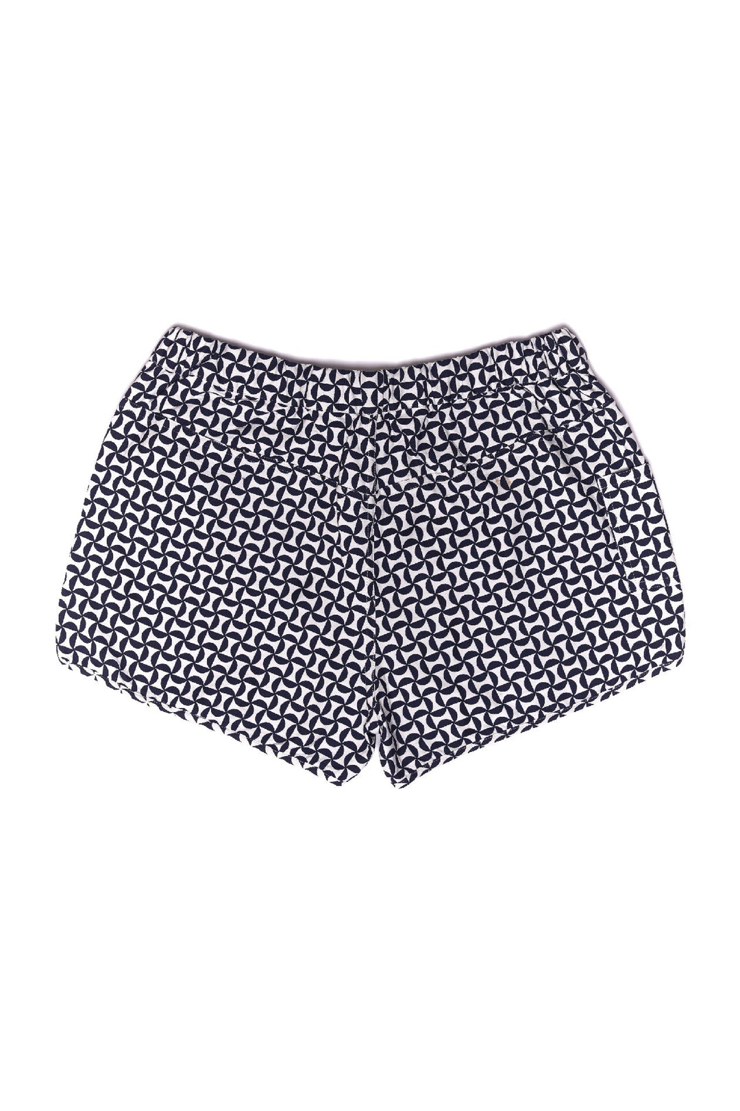 Blue and white geometric pattern women's shorts