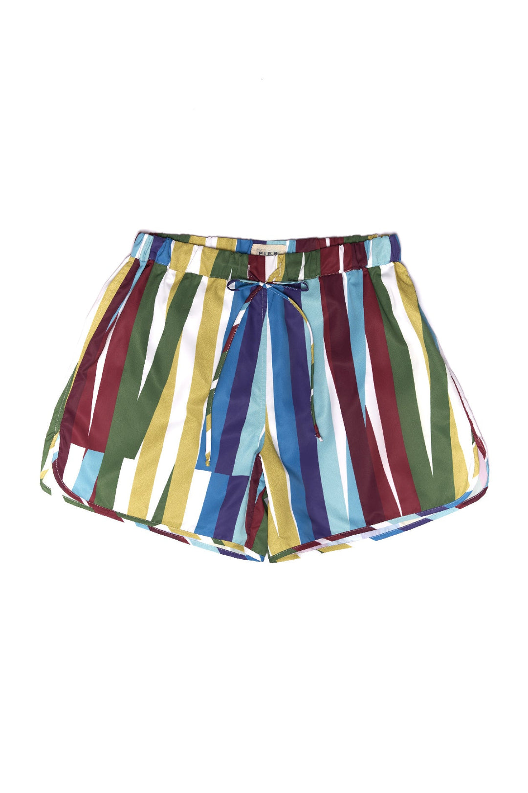 Colorful striped shorts with a drawstring