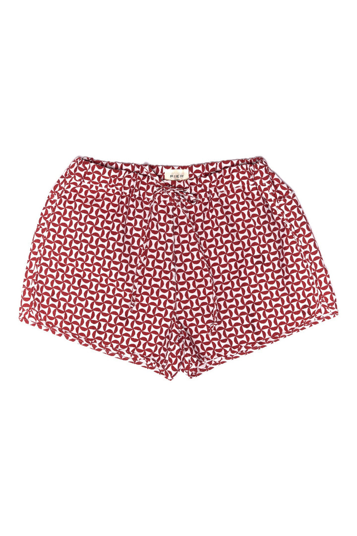 Red and white patterned men's boxer shorts