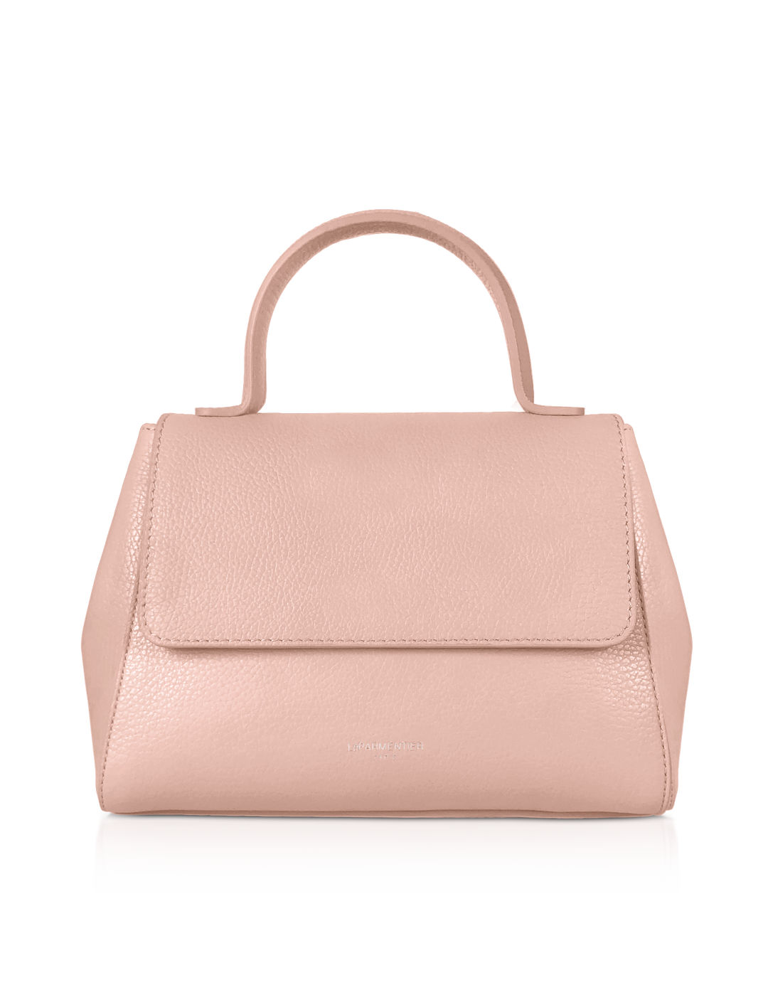 Elegant blush pink leather handbag with top handle