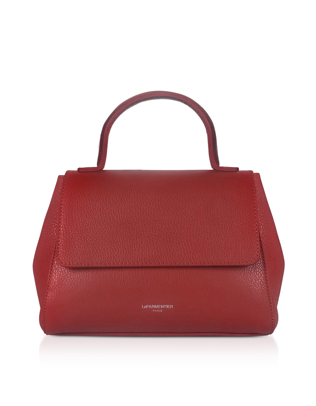 Red leather handbag with top handle