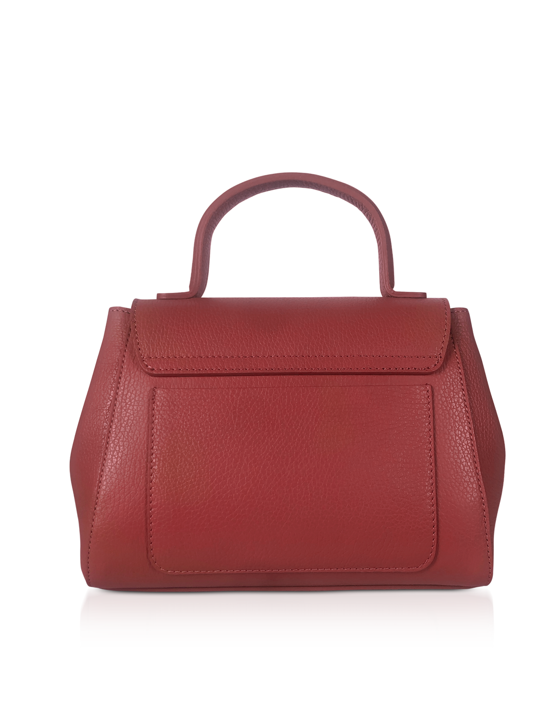 Elegant red leather handbag with top handle