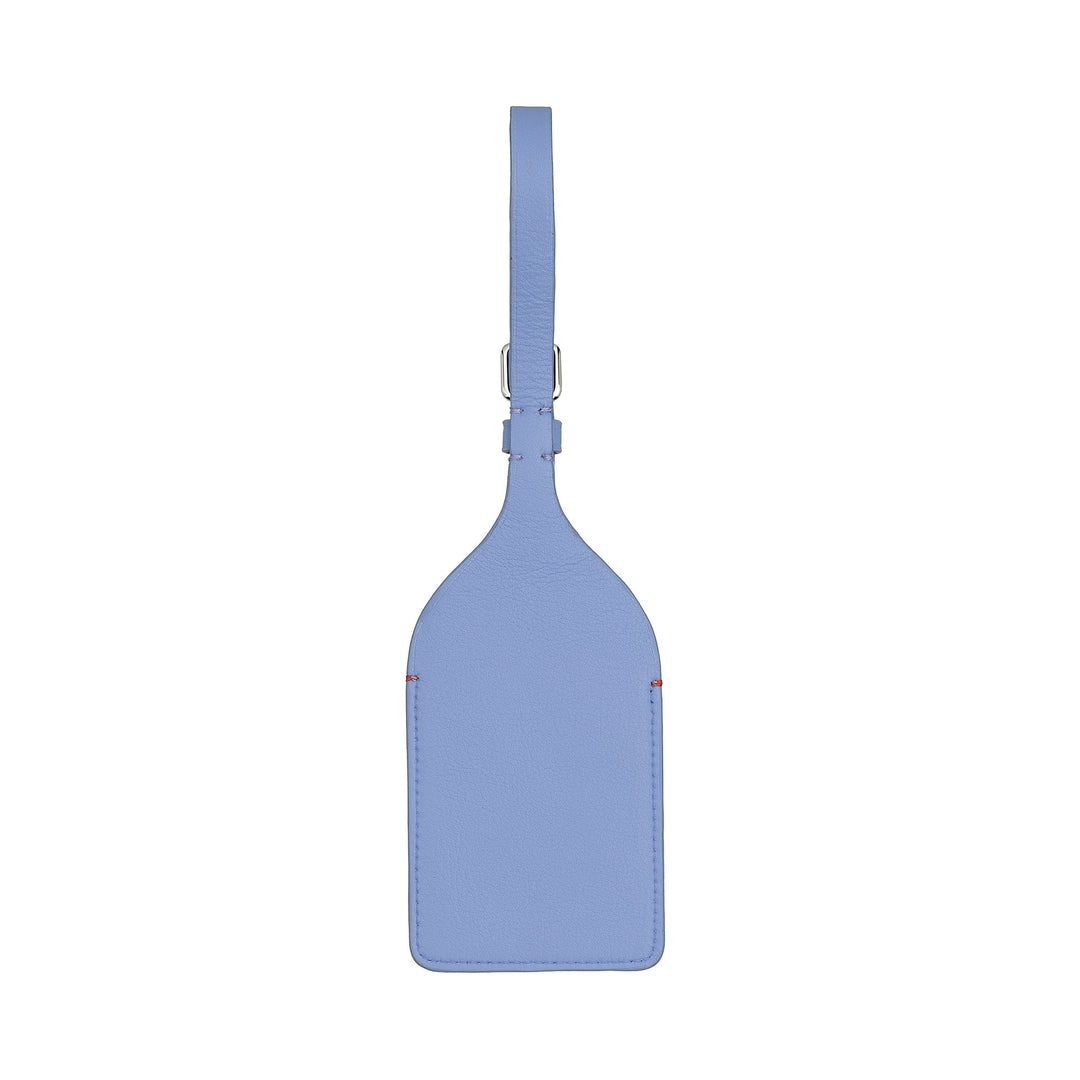 Light blue luggage tag with adjustable strap