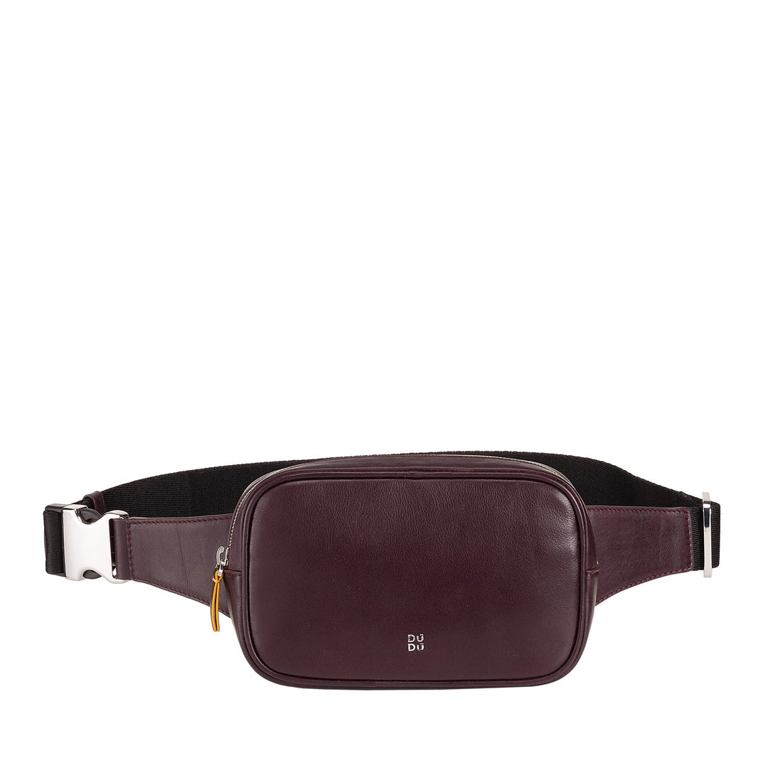 Stylish maroon leather fanny pack with adjustable strap