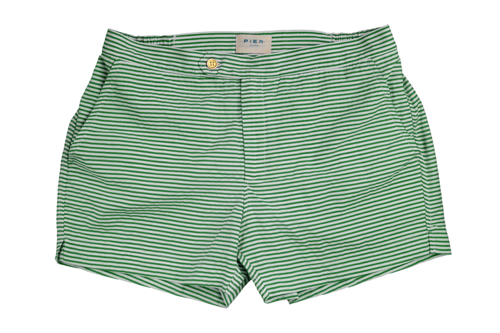 Green and white striped men's shorts by Pier One