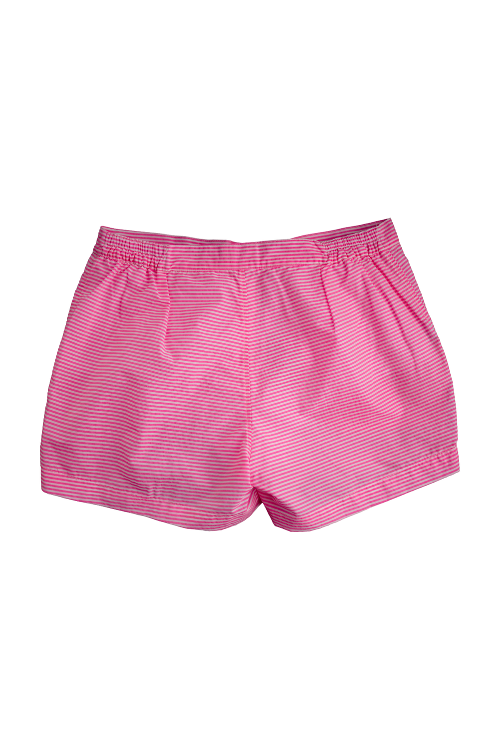 Pink striped shorts with elastic waistband
