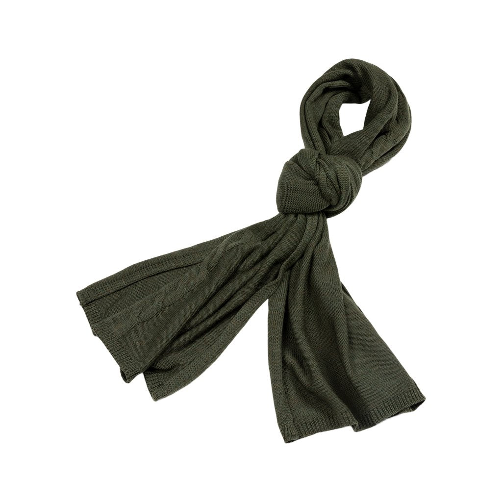 Dark Green Knitted Scarf Neatly Tied