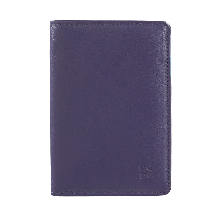 Purple leather passport holder with DUDU embossed logo