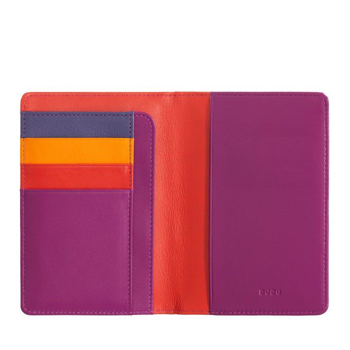 Colorful leather wallet with multiple card slots and compartments
