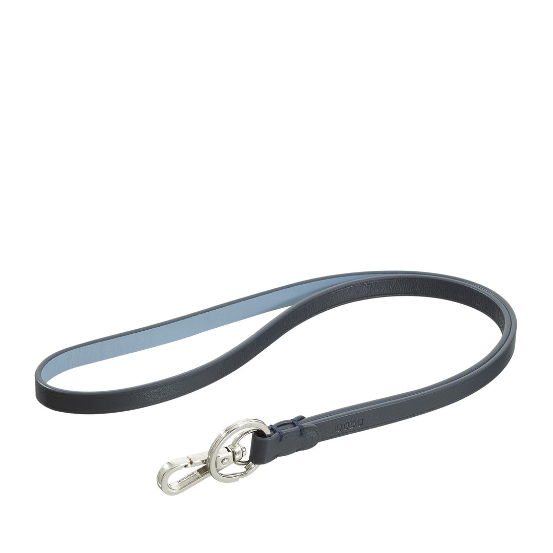 Sturdy black leather dog leash with silver clasp