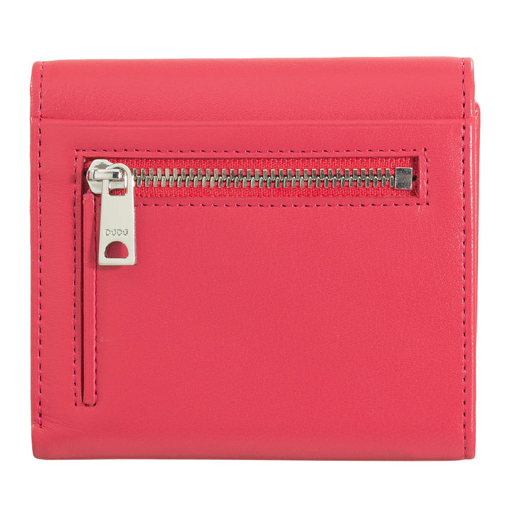 pink leather wallet with zipper pocket