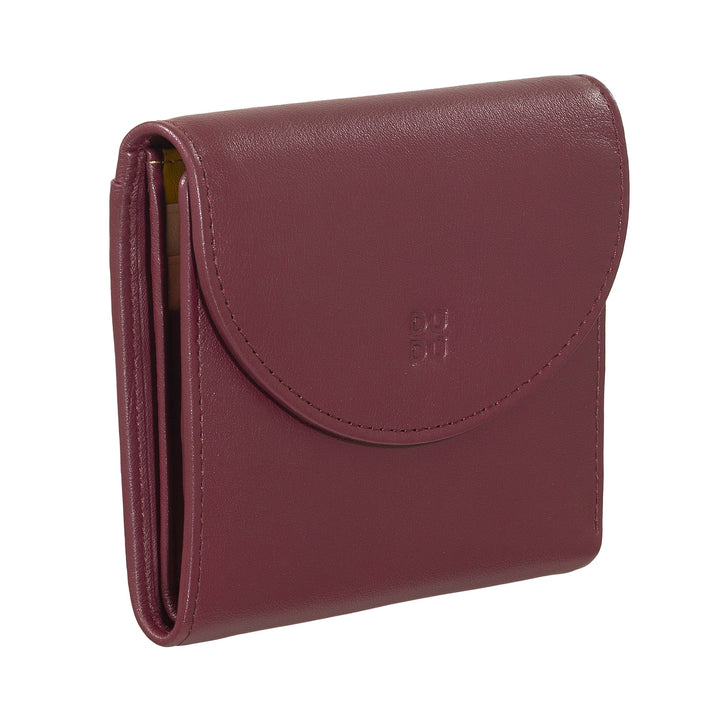 burgundy leather wallet with snap closure