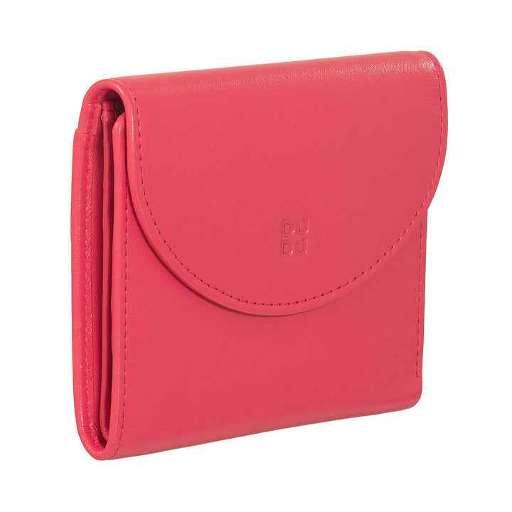 Red leather wallet with a snap closure