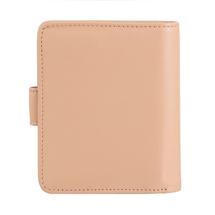 Beige leather wallet with a button clasp