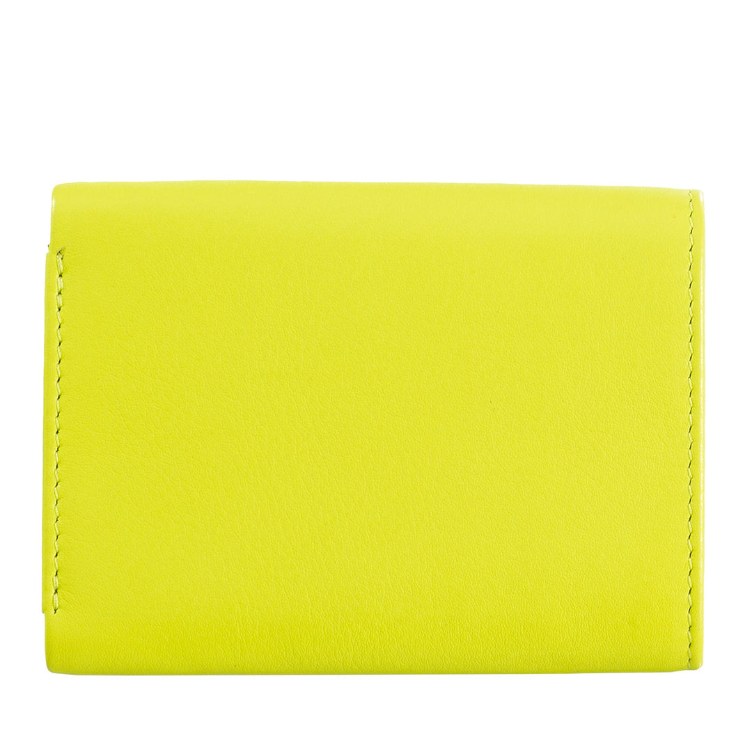 Bright yellow leather wallet on a white background