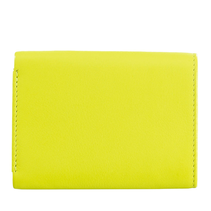 Bright yellow leather wallet on a white background