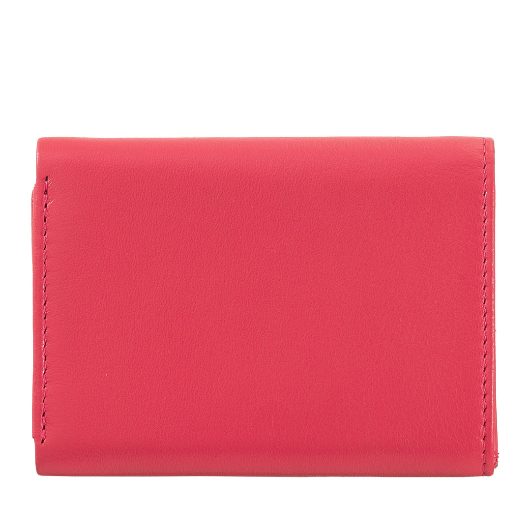 Bright red leather wallet with a minimalist design