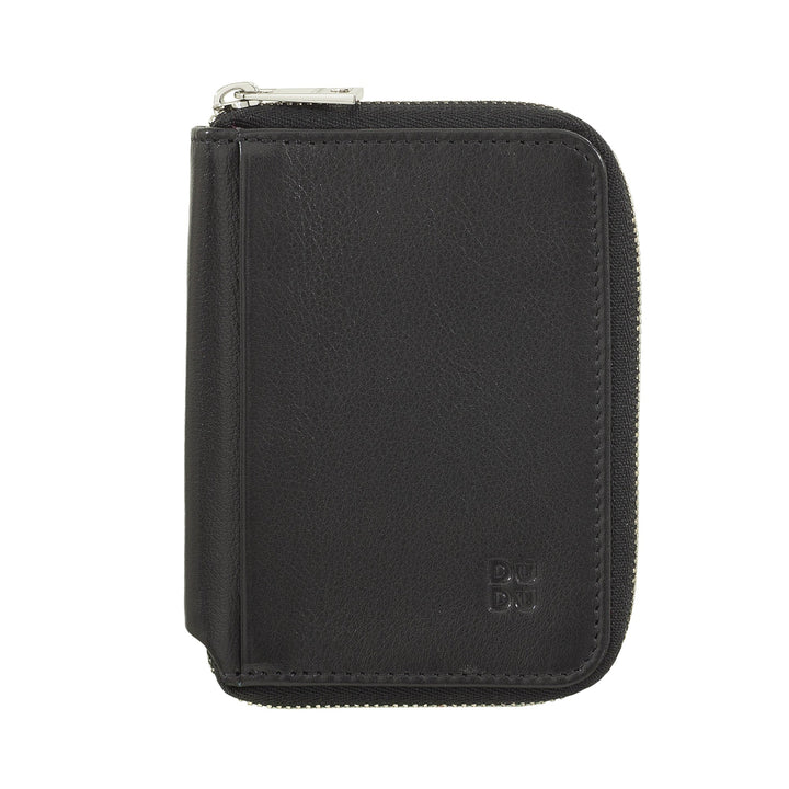 Black leather zip-around wallet