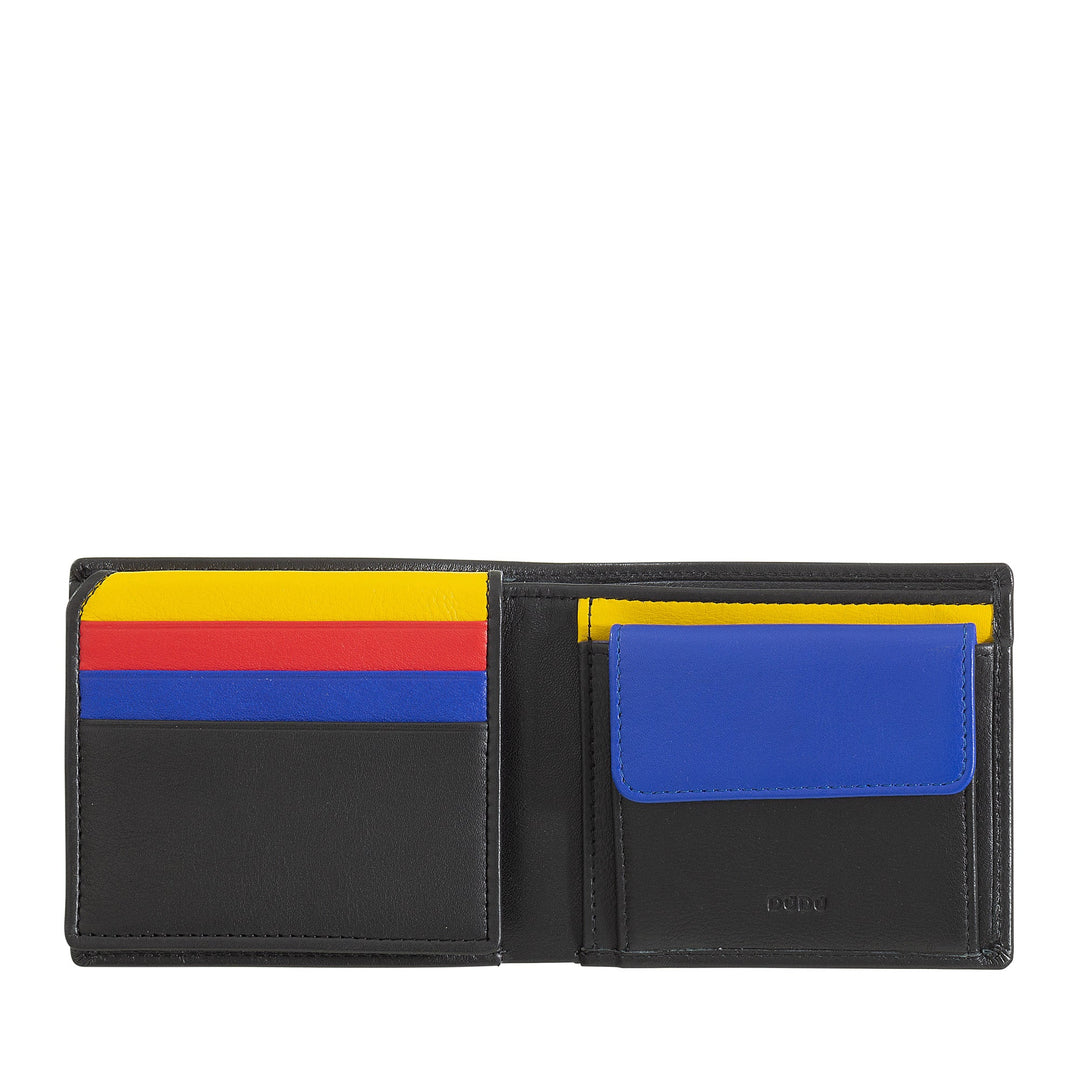 Colorful leather wallet with card slots and coin pocket