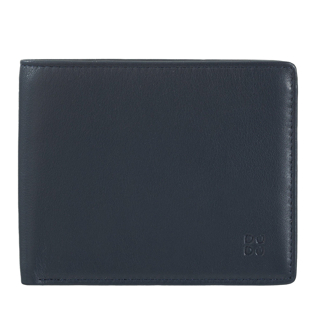Black leather men's wallet with a minimalist design