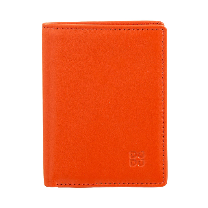 Bright Orange Leather Wallet with Embossed Logo