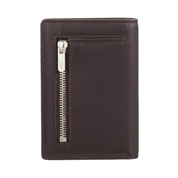 Brown leather wallet with zipper pocket