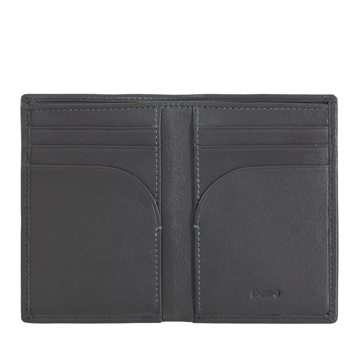 Black leather bifold wallet with multiple card slots