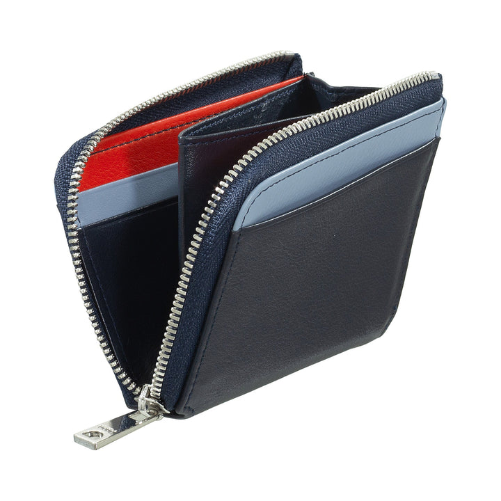 Colorful leather zippered wallet with card slots