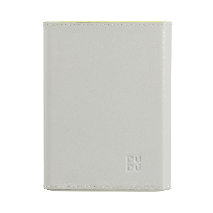 White leather passport holder with embossed DuDu logo