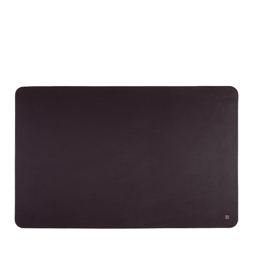 High-quality leather desk pad in dark brown color