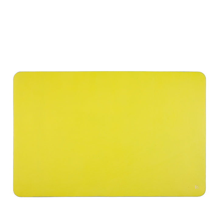 Rectangular yellow desk pad with rounded corners