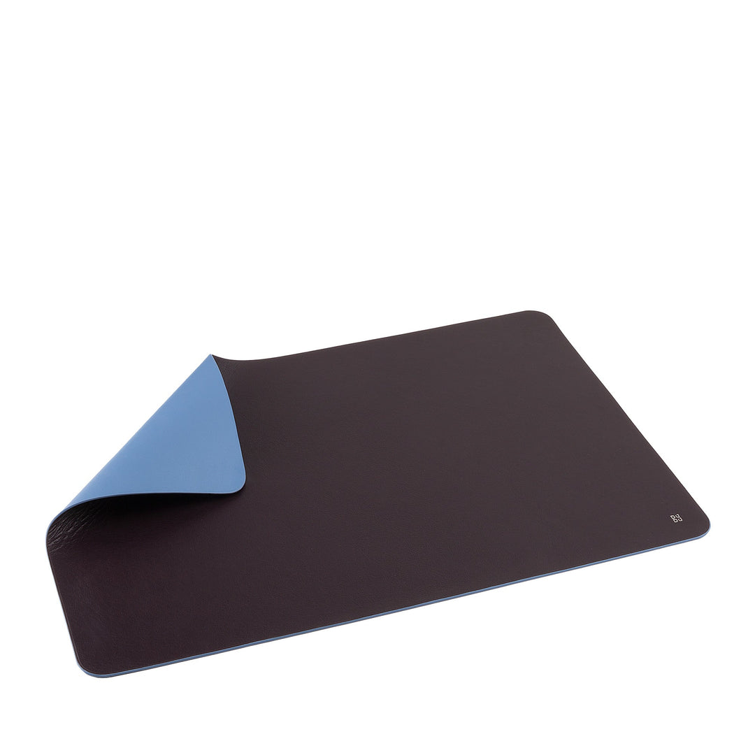 Reversible blue and black desk mat