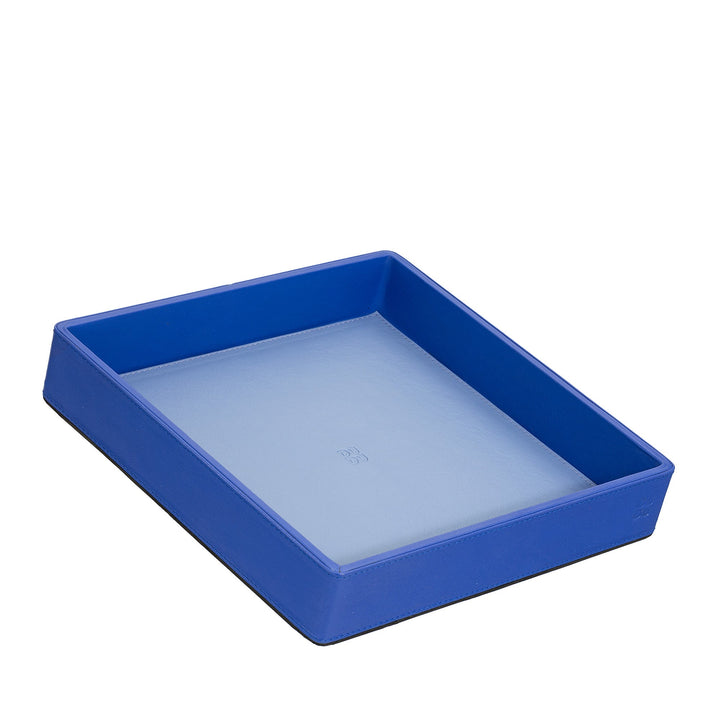 Rectangular blue plastic tray for laboratory use