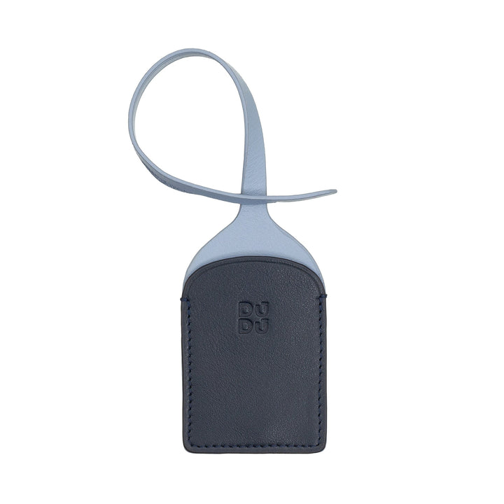 Blue leather luggage tag with loop by Dudu