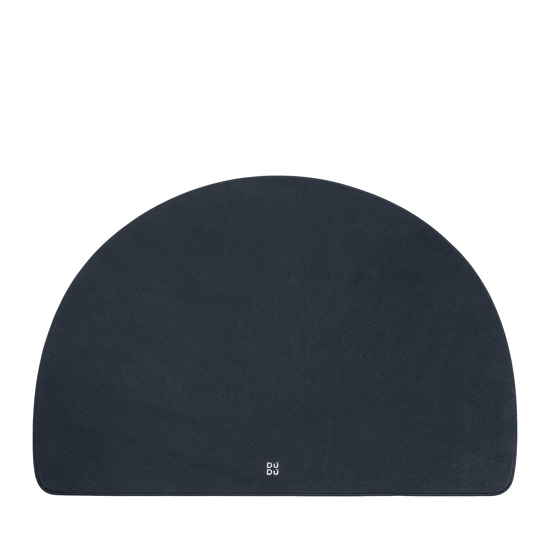 Half-circle black leather placemat with DuDu logo