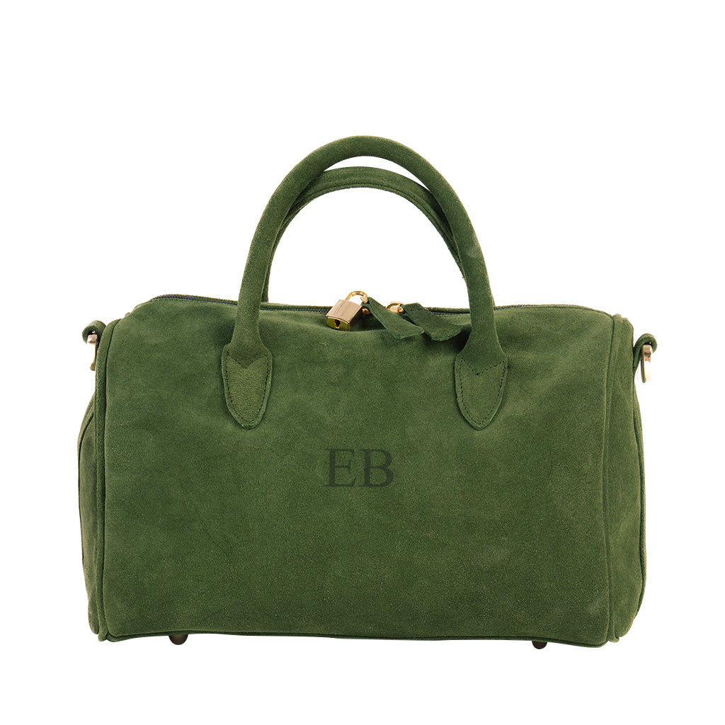 Green suede handbag with monogram EB