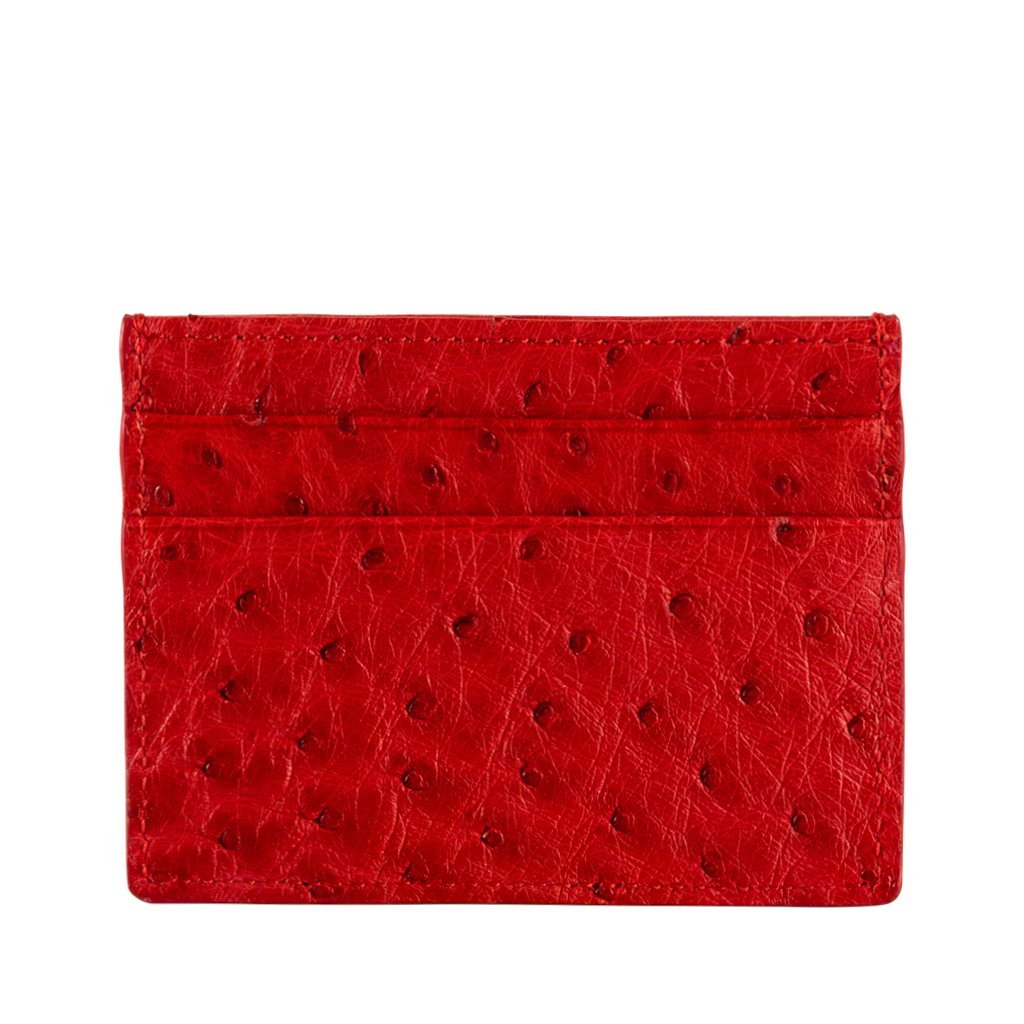 Ermete Red - Ostrich Leather Card Holder - Image Fashion Style