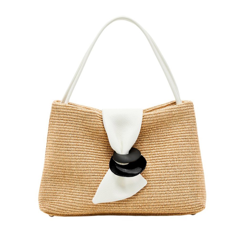 Stylish Woven Shoulder Bag with White Accent